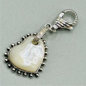 Judith Ripka Sterling Silver Heart Enhancer Pendant MOP & CZ